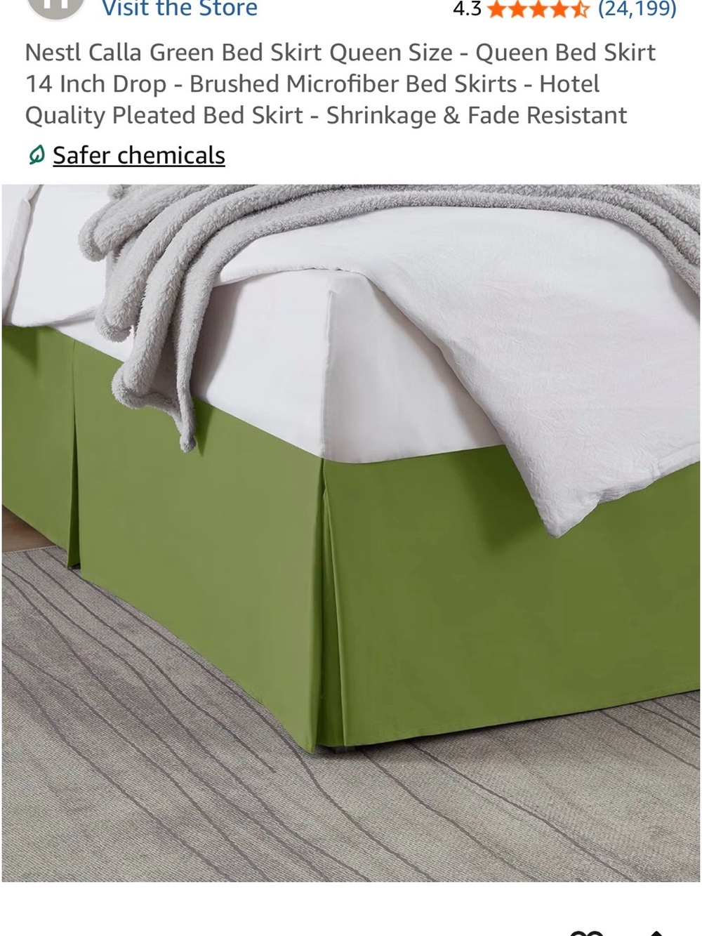 NESTL Green Pleated Bed Skirt - Tailored Calla Style